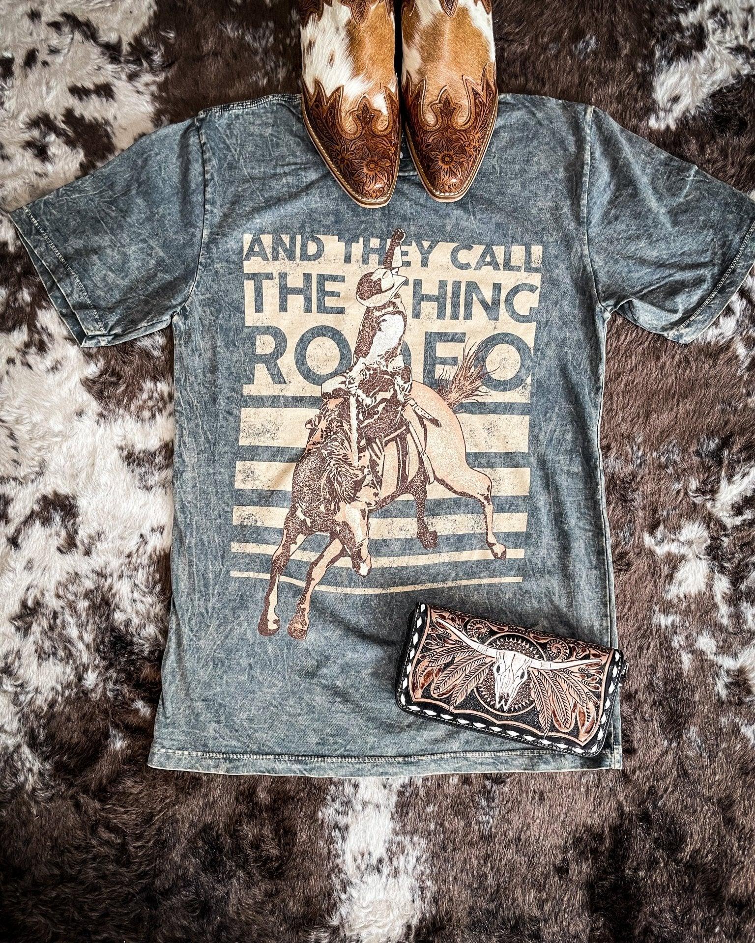 And They Call The Thing Rodeo Graphic Tee - Gray - Image 4