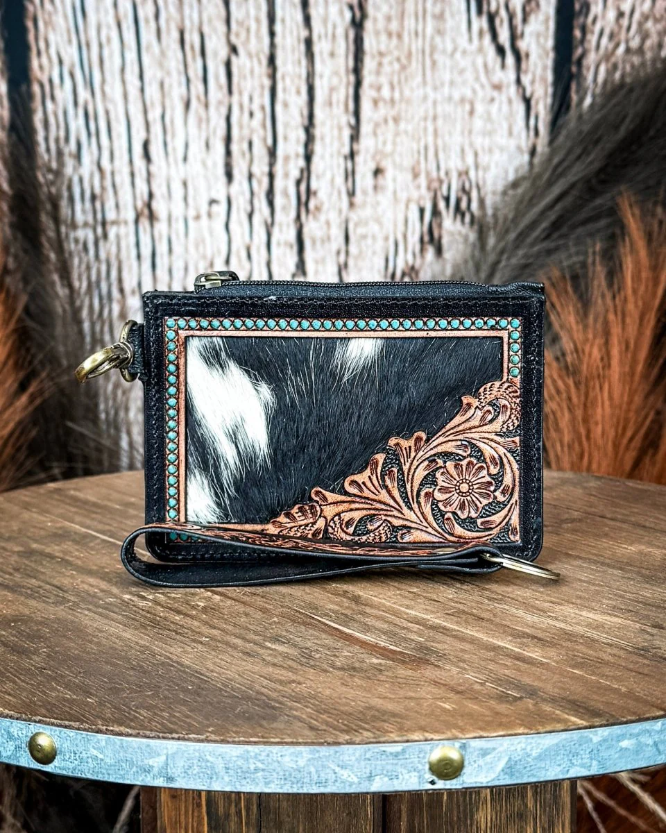 Apache Twilight Handtooled Hairon Leather Card Holder by Myra Bag - Image 3
