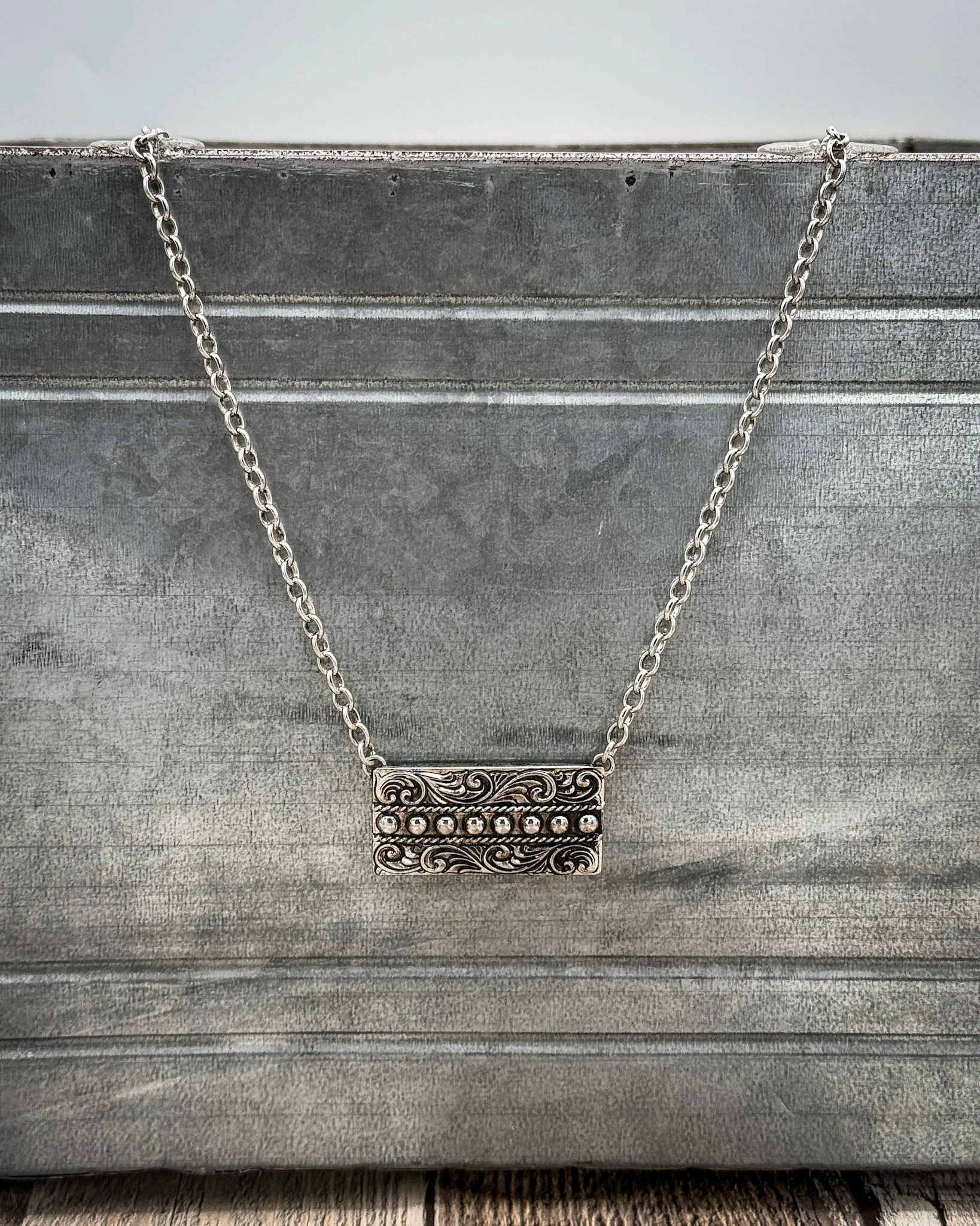 Ashcroft Engraved Bar Necklace - Image 3