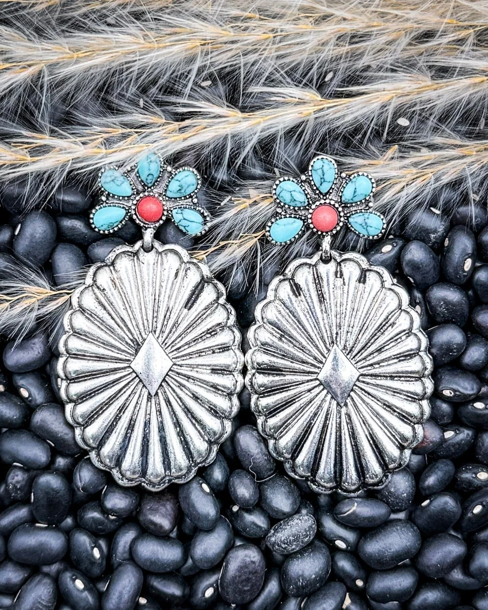 Avaline Concho Drop Stud Earrings