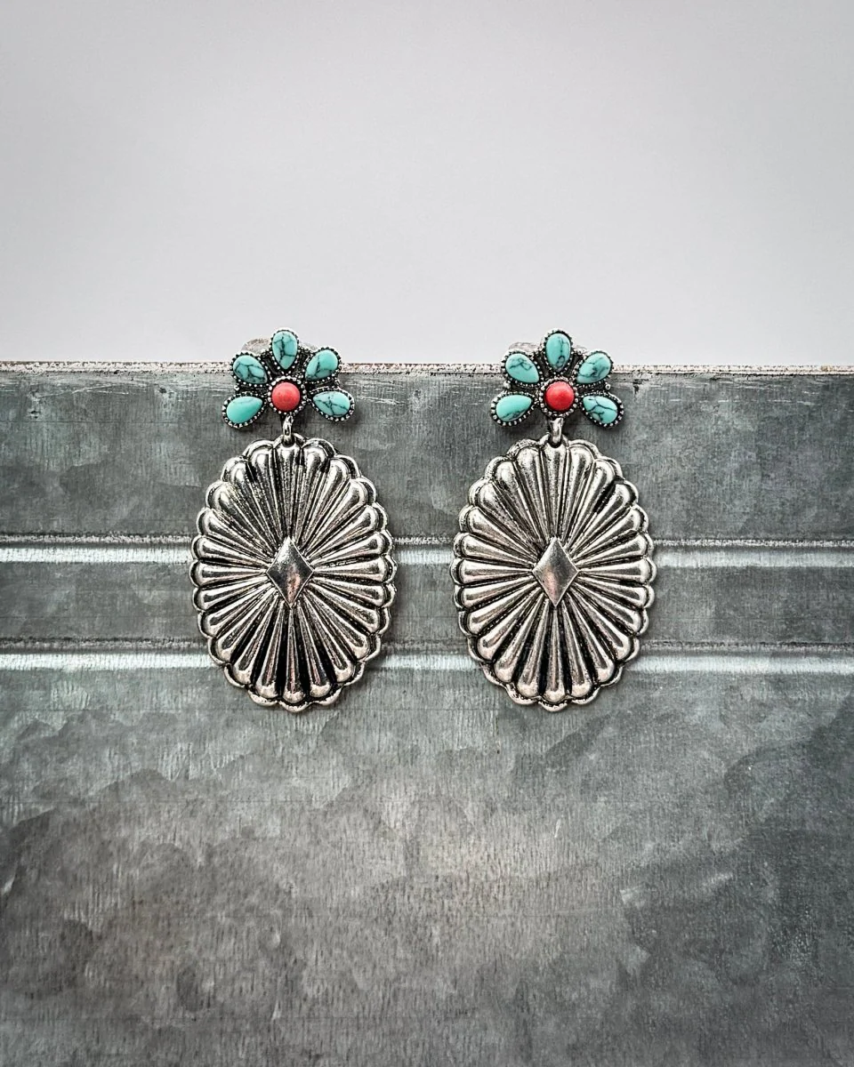 Avaline Concho Drop Stud Earrings - Image 2
