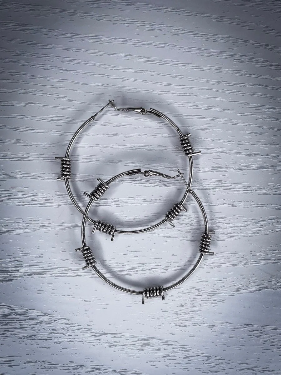 Barb Hoop Earrings - Silver - Image 4