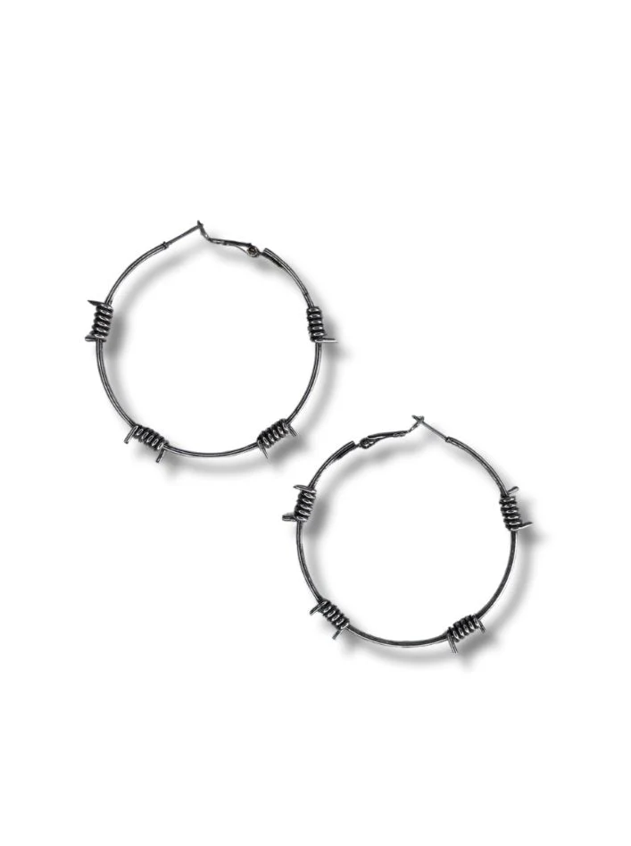 Barb Hoop Earrings - Silver - Image 5