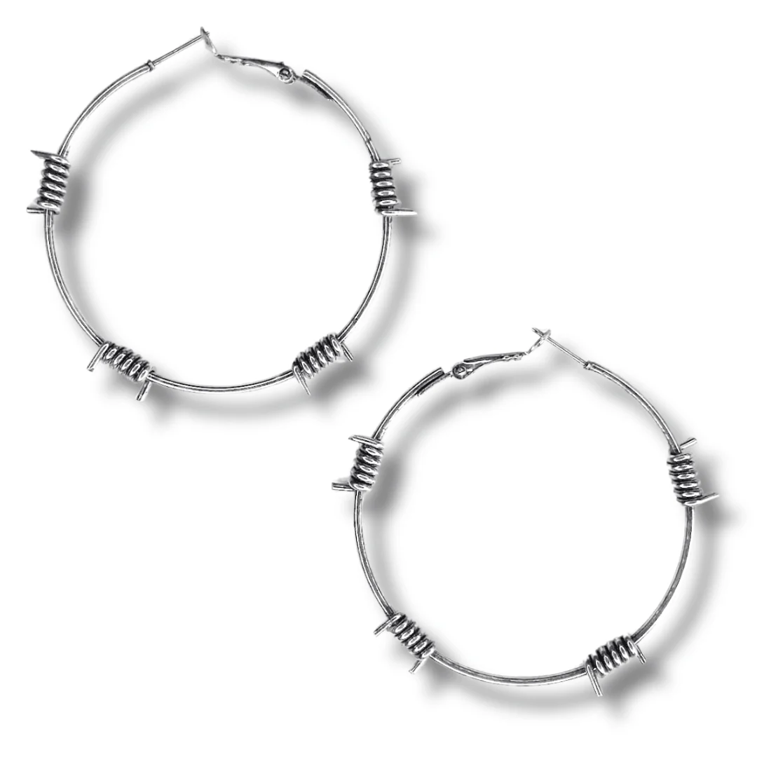 Barb Hoop Earrings - Silver - Image 6