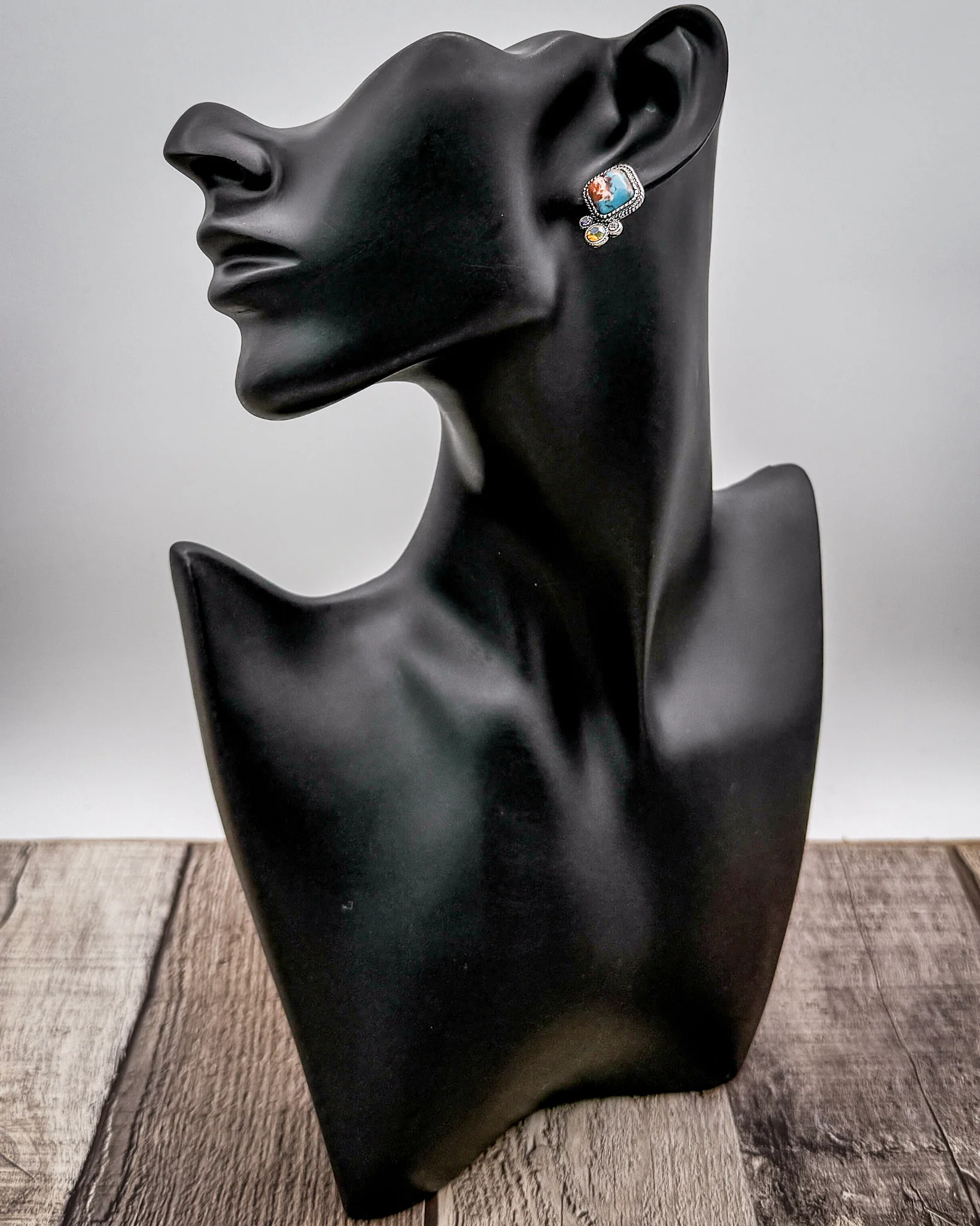 Callen Square Stone Stud Earrings - Image 5