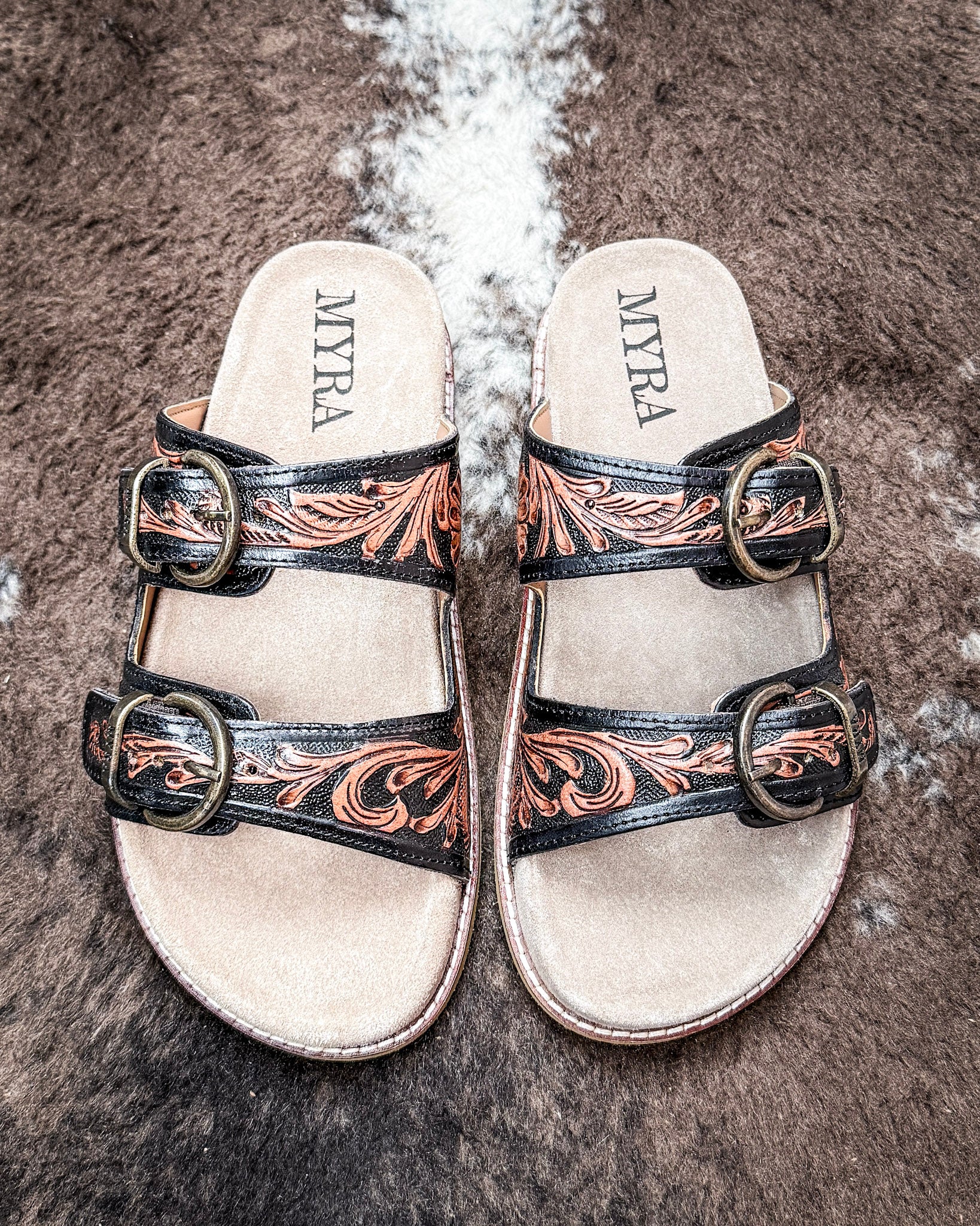 Canyon Ember Western Hand-Tooled Sandals by Myra Bag - Image 5