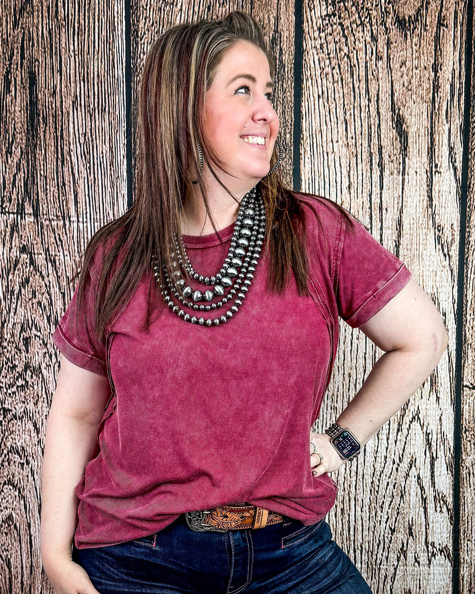 Canyon Fade Washed Ribbed Top in Cabernet