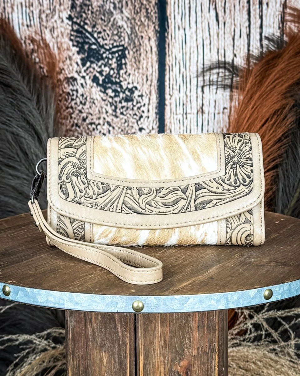 Canyon Ridge Hide Wristlet Wallet in Tan by Montana West - Image 3