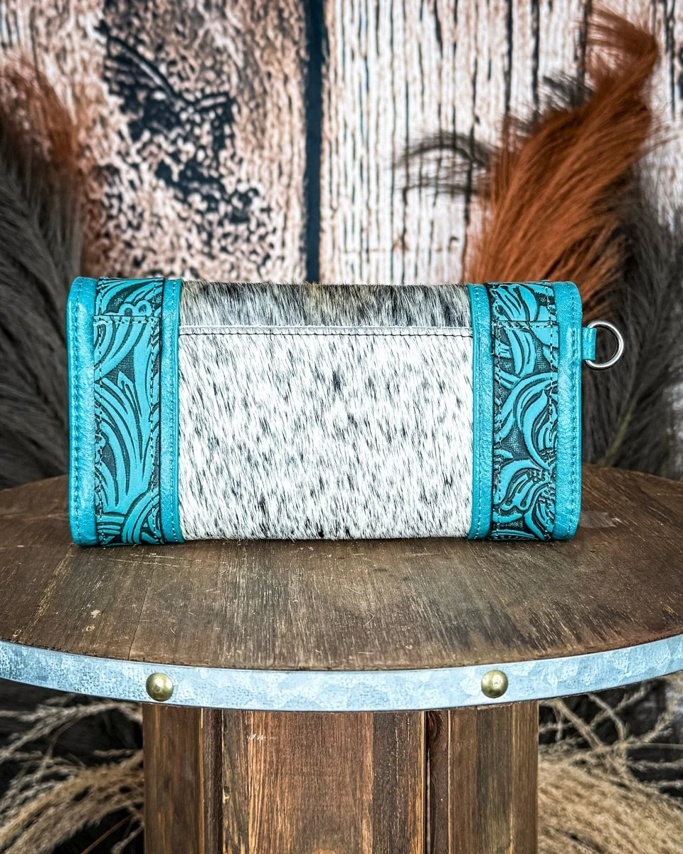 Canyon Ridge Hide Wristlet Wallet in Turquoise by Montana West - Image 4