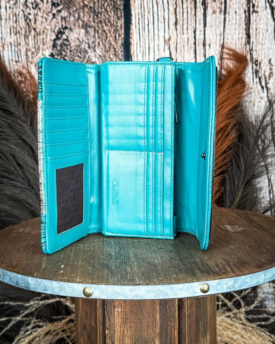 Canyon Ridge Hide Wristlet Wallet in Turquoise by Montana West - Image 5