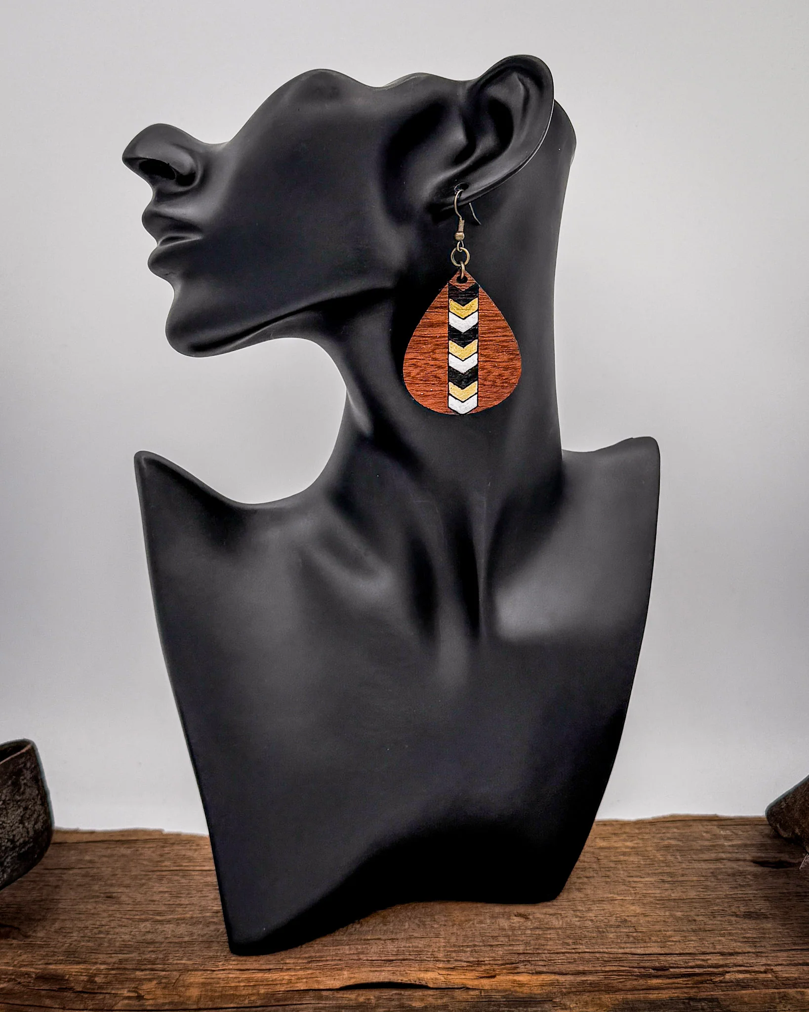 Cedar Lane Wood Teardrop Earrings in Brown Multi - Image 3