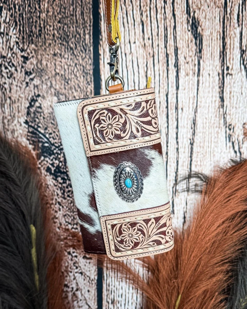 Concho & Hide Tooled Leather Wallet and Wristlet by Countryside Co. - Image 2