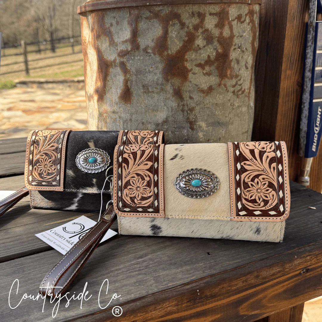Concho & Hide Tooled Leather Wallet and Wristlet by Countryside Co. - Image 5