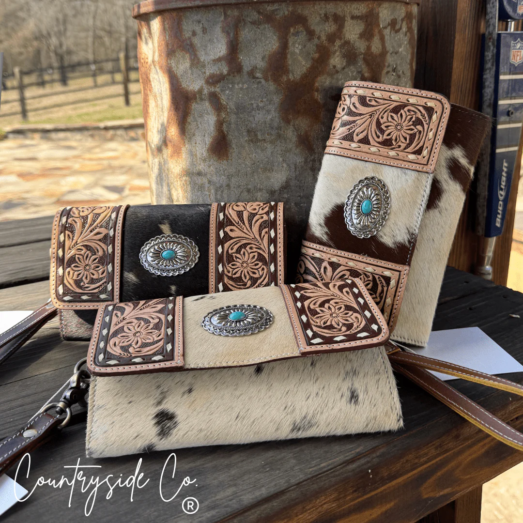 Concho & Hide Tooled Leather Wallet and Wristlet by Countryside Co. - Image 6