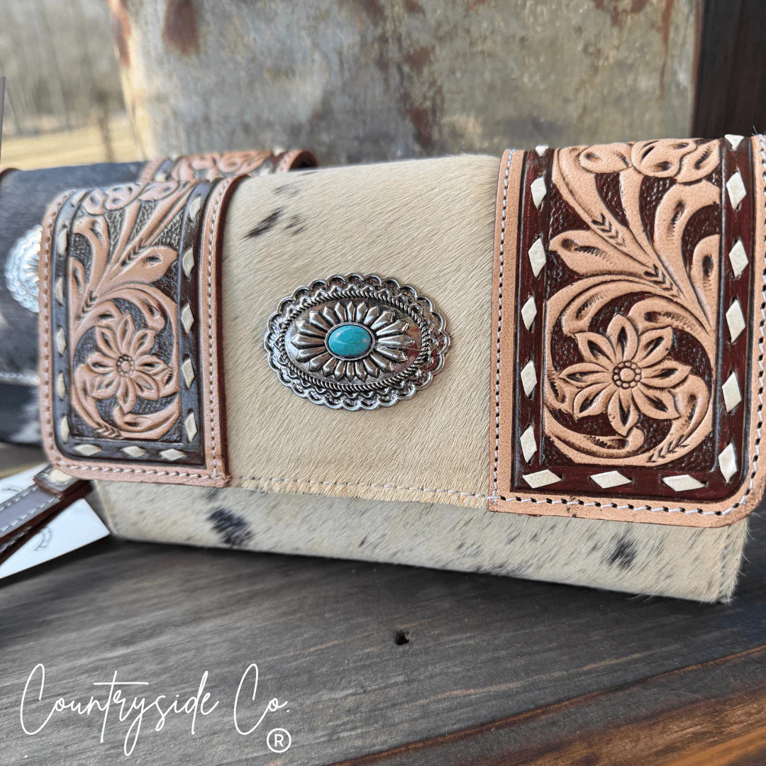 Concho & Hide Tooled Leather Wallet and Wristlet by Countryside Co. - Image 7