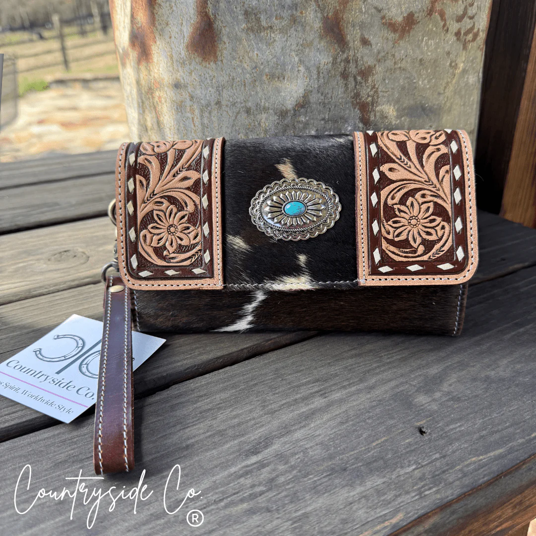 Concho & Hide Tooled Leather Wallet and Wristlet by Countryside Co. - Image 8