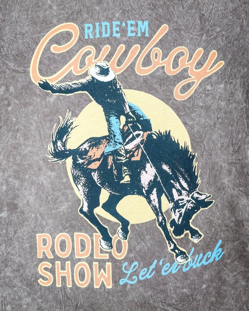Cowboy Rodeo Show Boyfriend Tee in Mocha Mineral Wash - Image 6