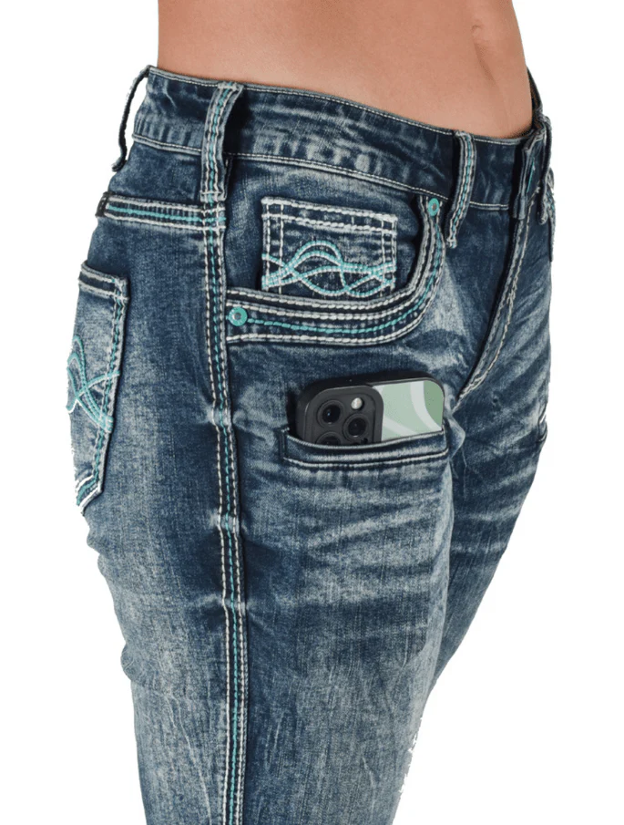 Cowgirl Tuff Turquoise Hurricane Bootcut Jeans - Image 12