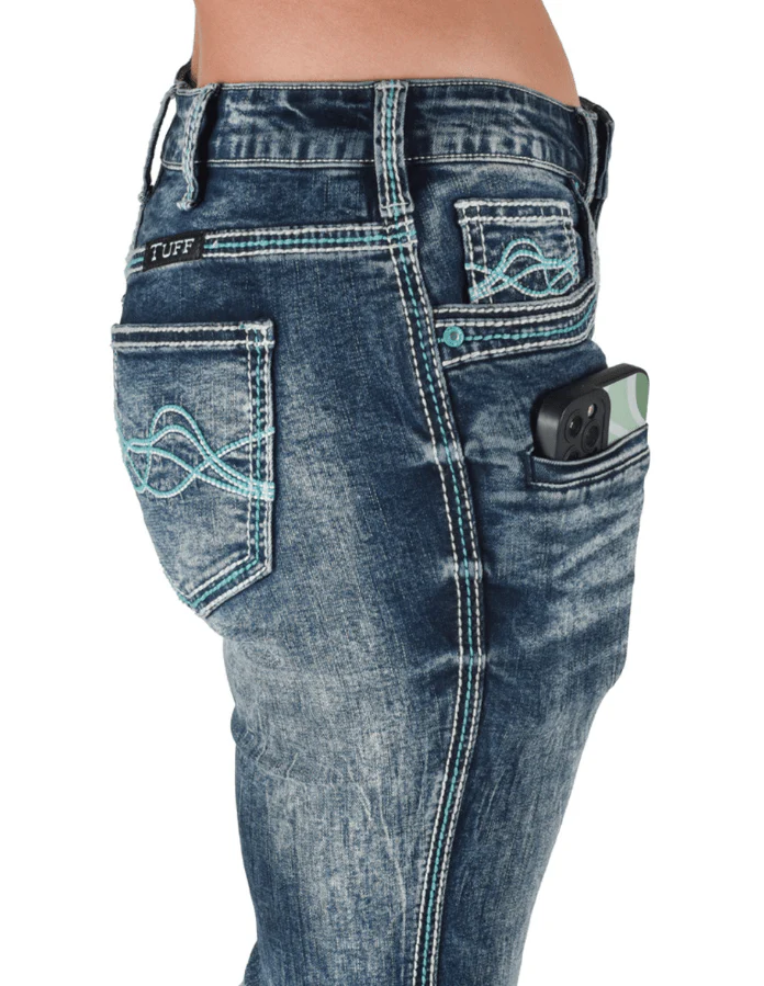 Cowgirl Tuff Turquoise Hurricane Bootcut Jeans - Image 13