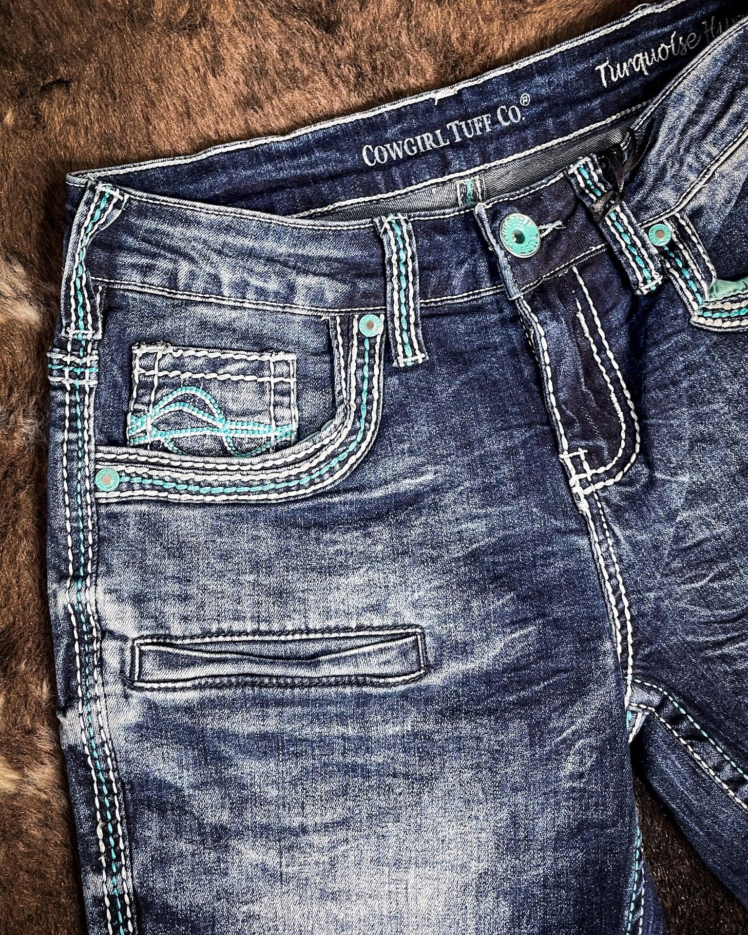 Cowgirl Tuff Turquoise Hurricane Bootcut Jeans - Image 3
