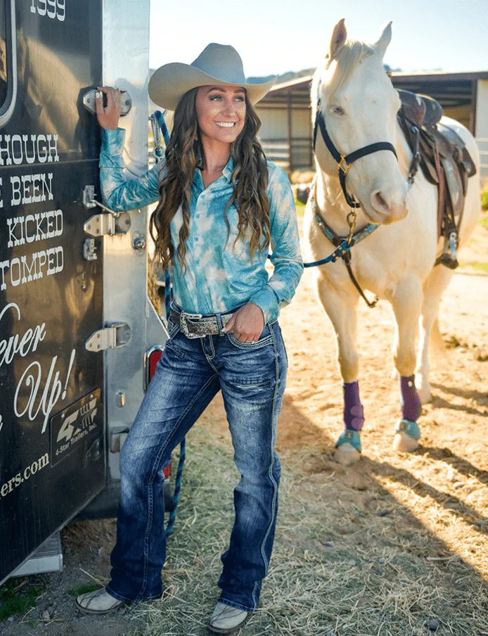 Cowgirl Tuff Turquoise Hurricane Bootcut Jeans - Image 5