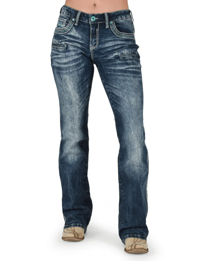 Cowgirl Tuff Turquoise Hurricane Bootcut Jeans - Image 9