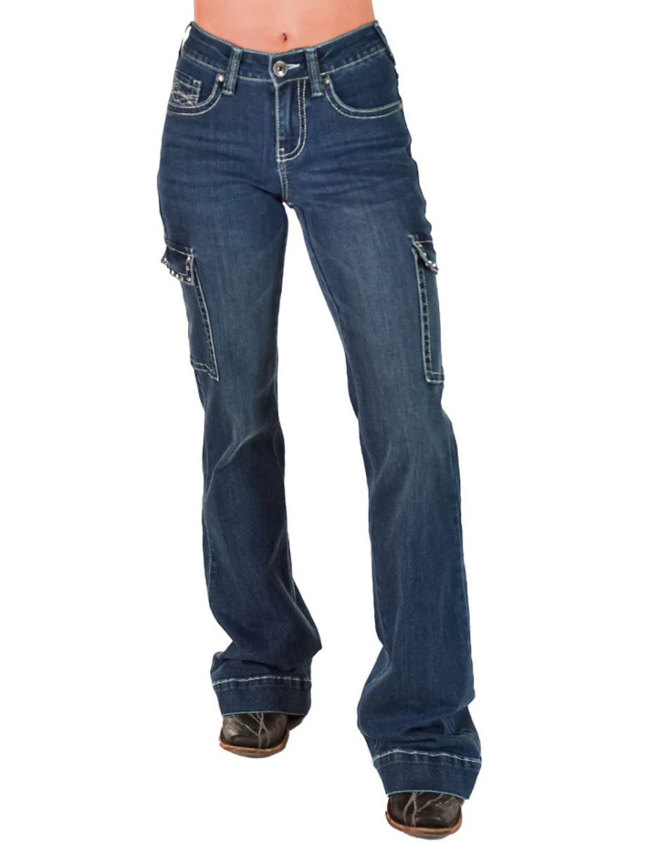 Crystal Rocks Natural Waist Trouser Jeans by Cowgirl Tuff - Image 12