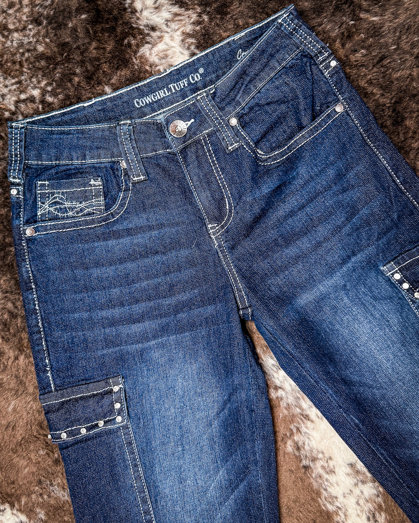 Crystal Rocks Natural Waist Trouser Jeans by Cowgirl Tuff - Image 4