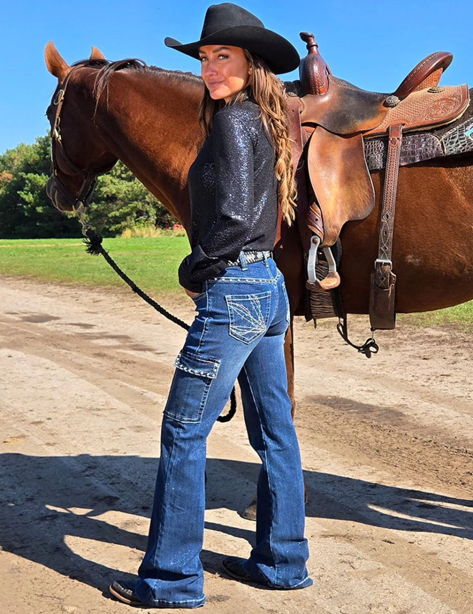 Crystal Rocks Natural Waist Trouser Jeans by Cowgirl Tuff - Image 9