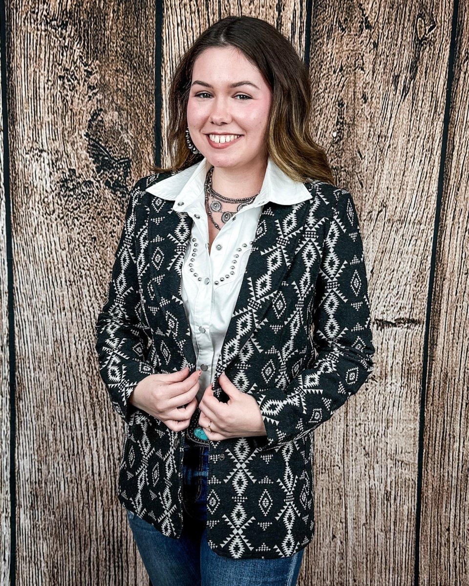 Cypress Ridge Southwestern Blazer in Black by Lucky and Blessed - Image 8