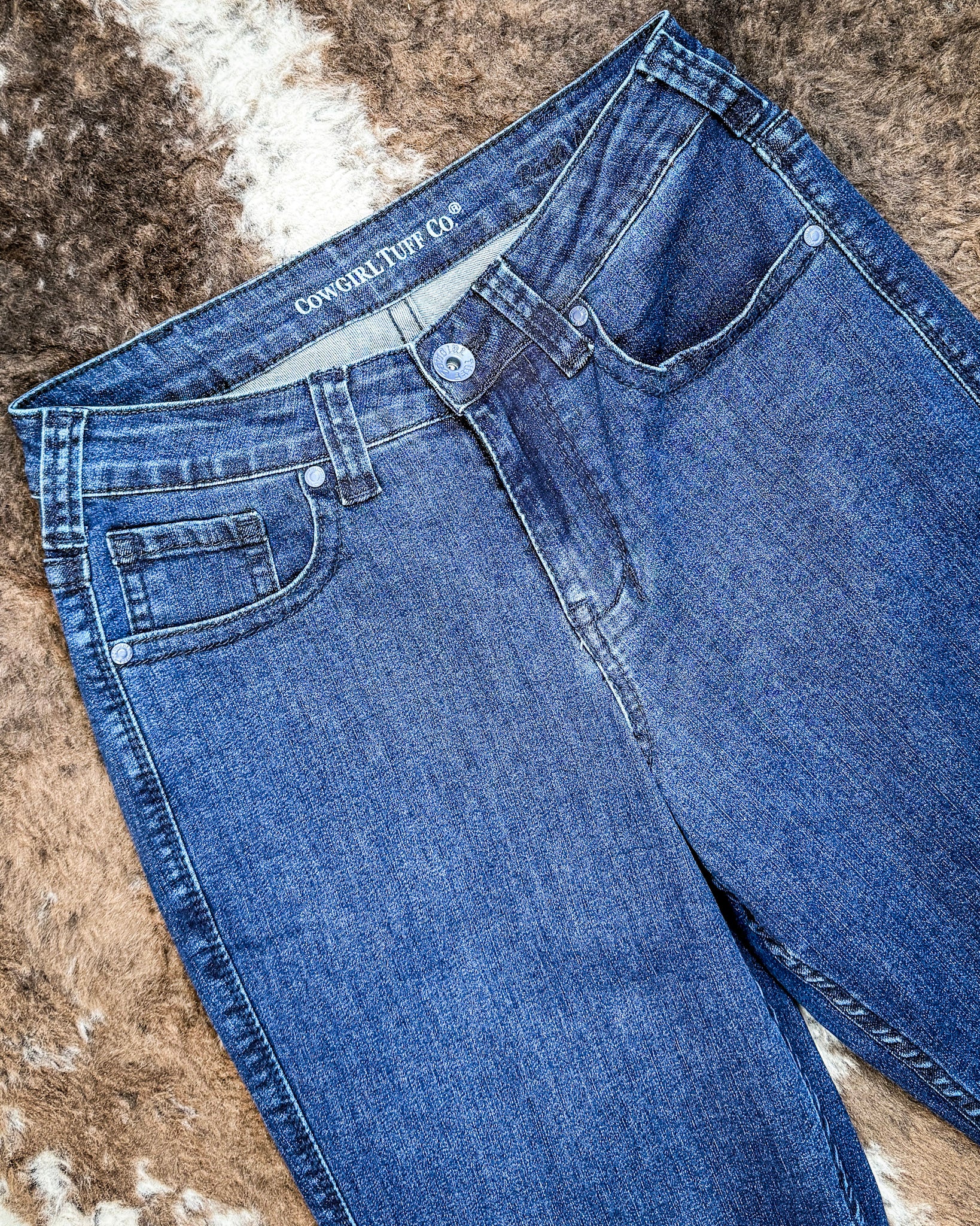 Dark Wide Leg Trouser Jeans by Cowgirl Tuff - Image 3