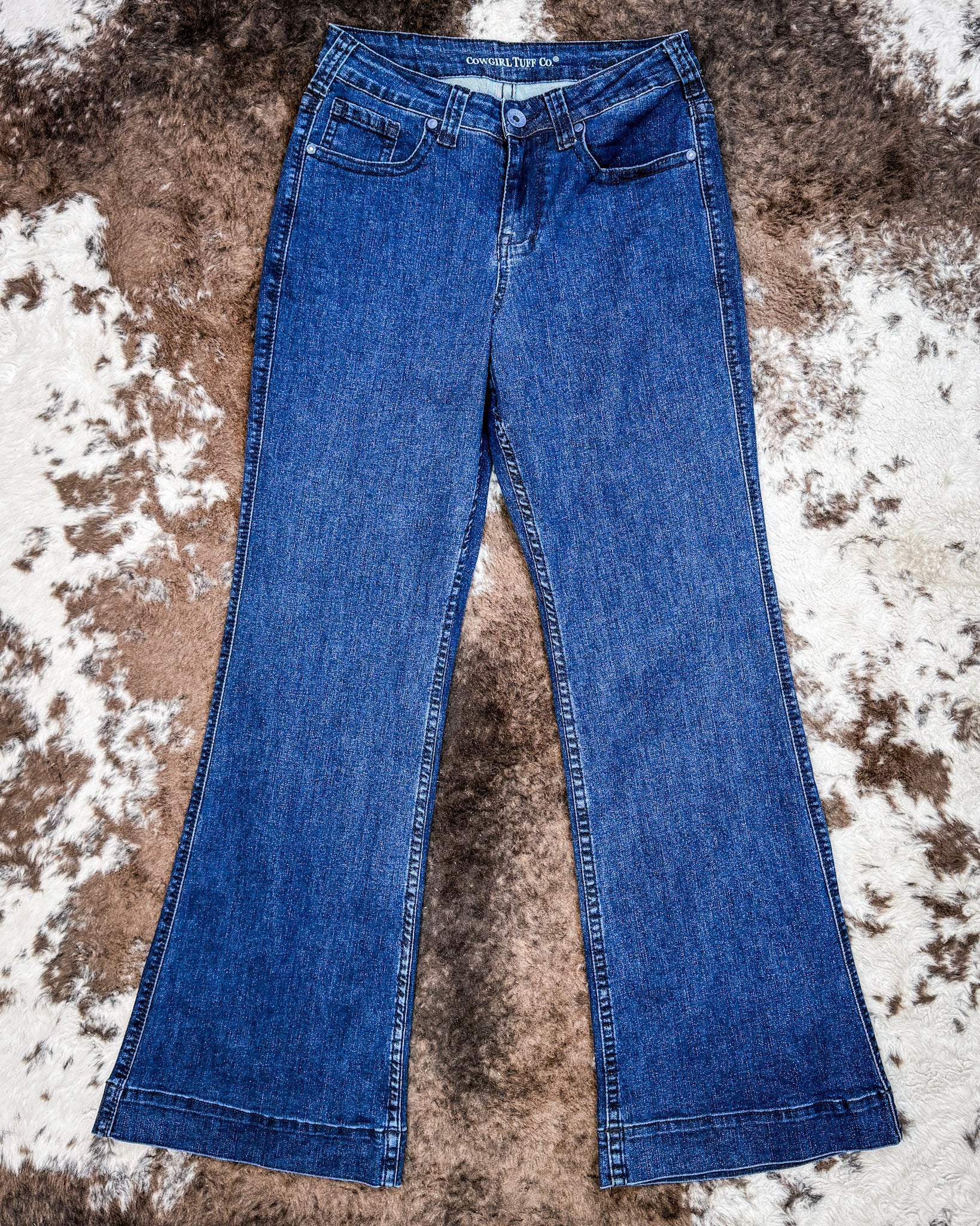 Dark Wide Leg Trouser Jeans by Cowgirl Tuff - Image 4