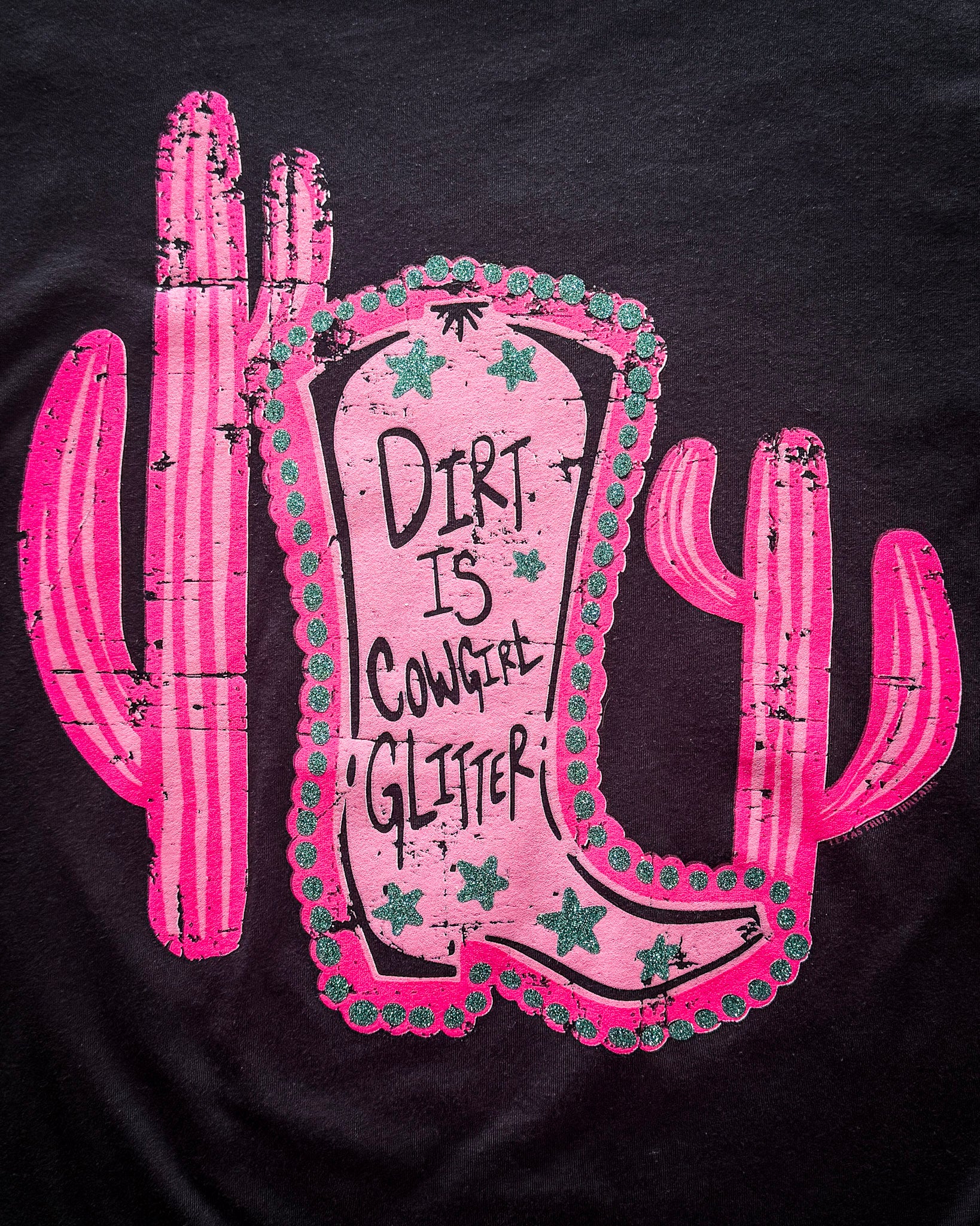 Dirt is Cowgirl Glitter Tee in Black - Image 6