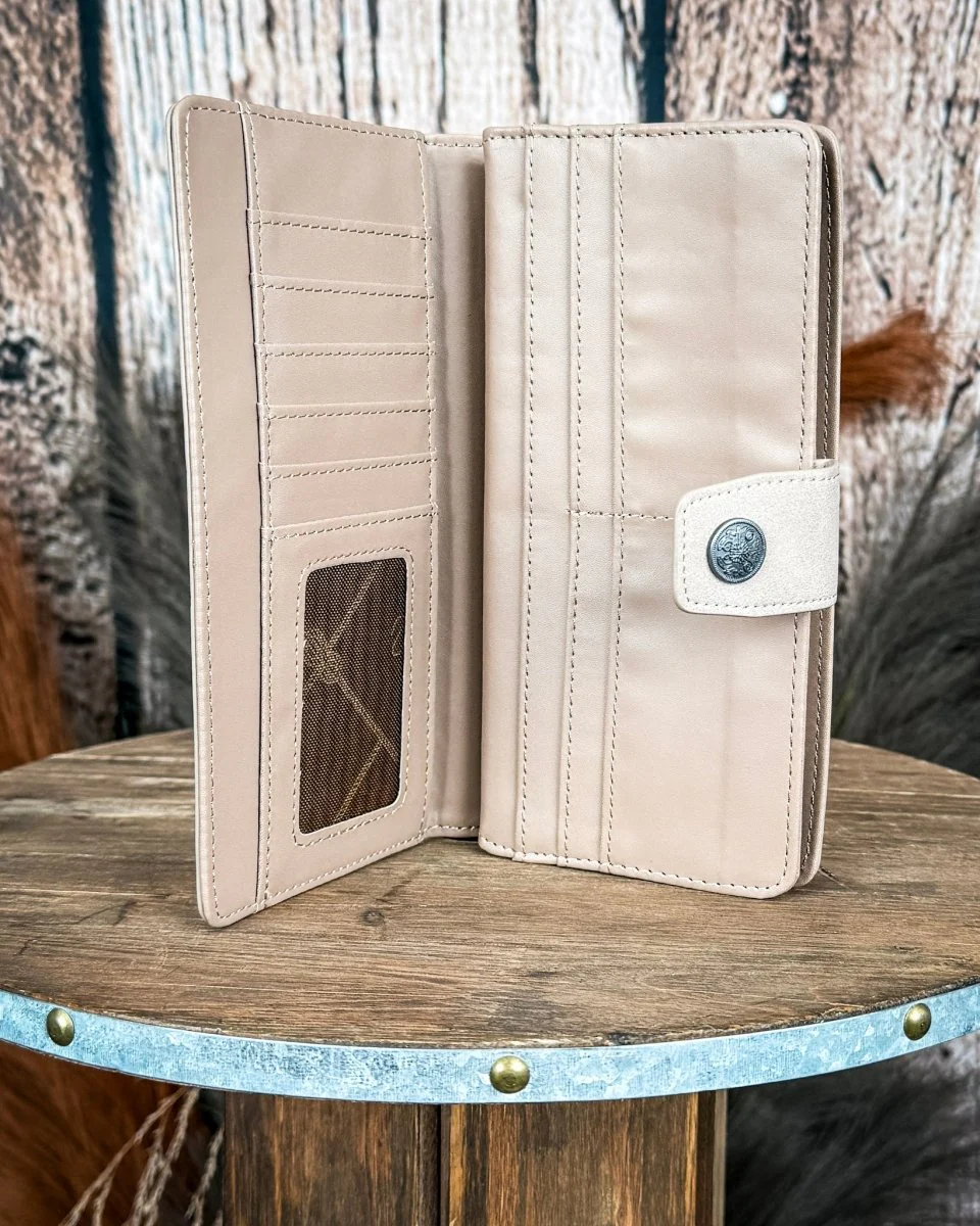 Dusk Trail Tooled Wallet in Khaki by Wrangler - Image 3