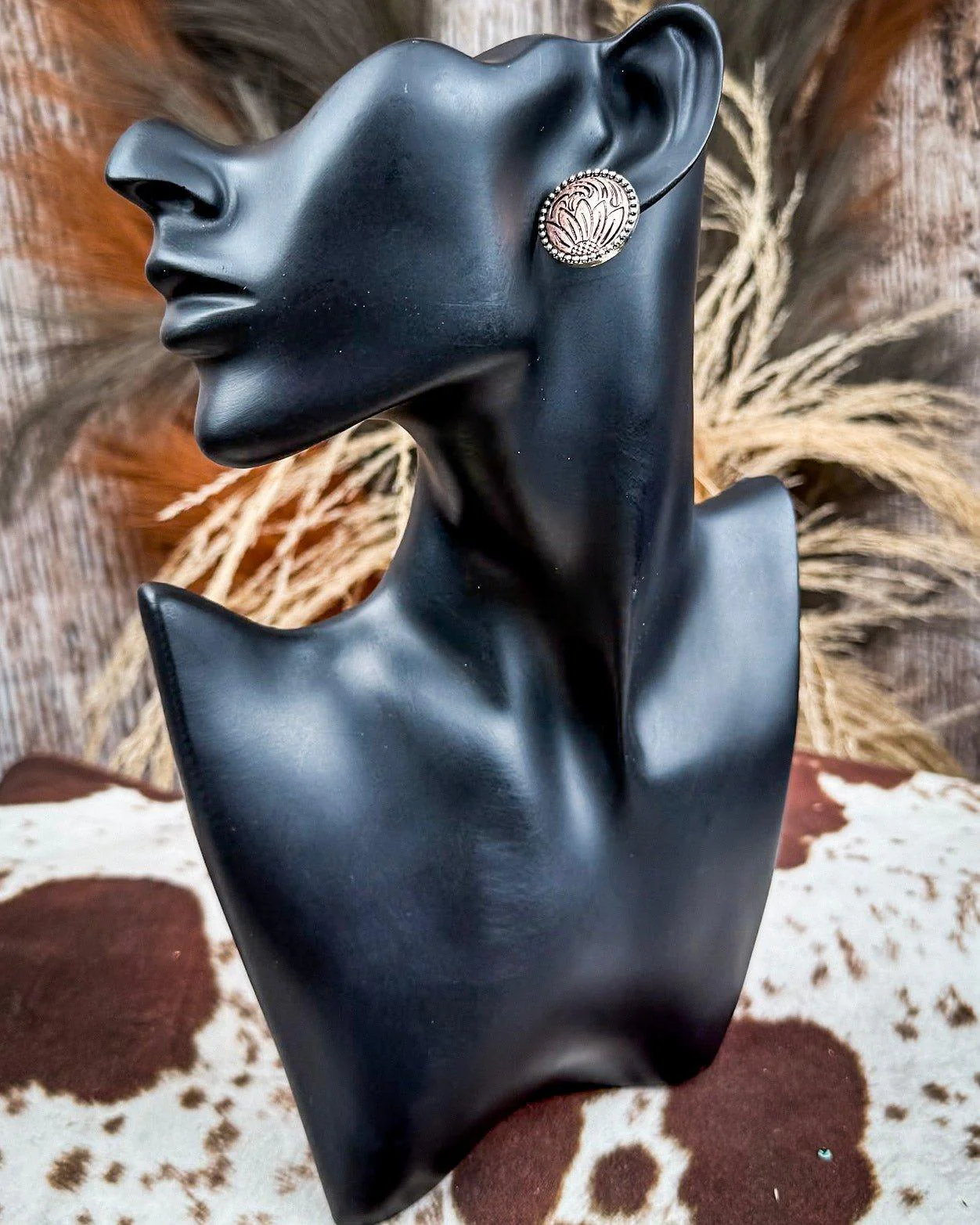 Eliza Flower Stud Fashion Earrings in Copper - Image 3