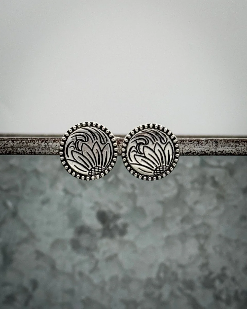 Eliza Flower Stud Fashion Earrings in Silver - Image 2