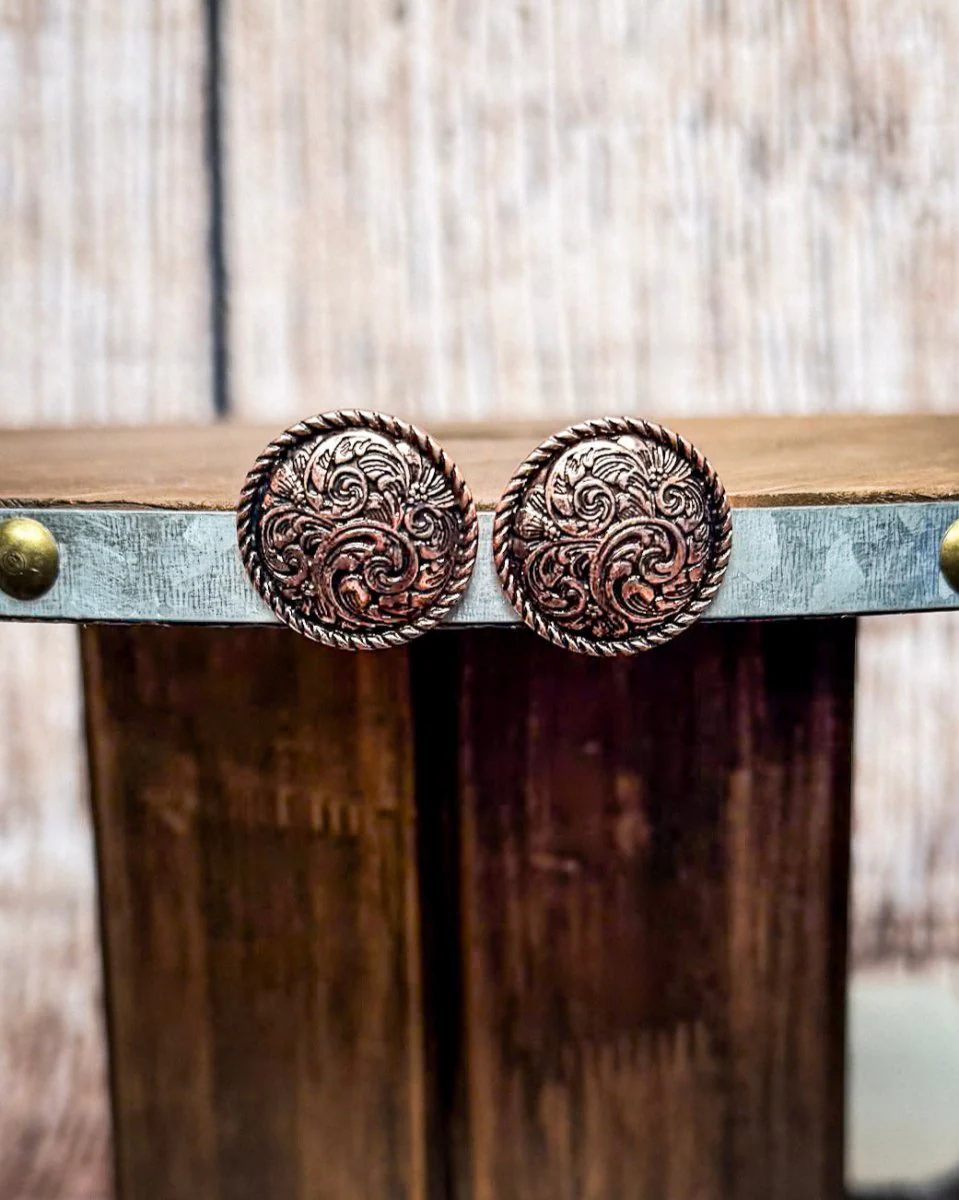 Ellie Western Rope Filigree Round Fashion Stud Earrings - Image 2