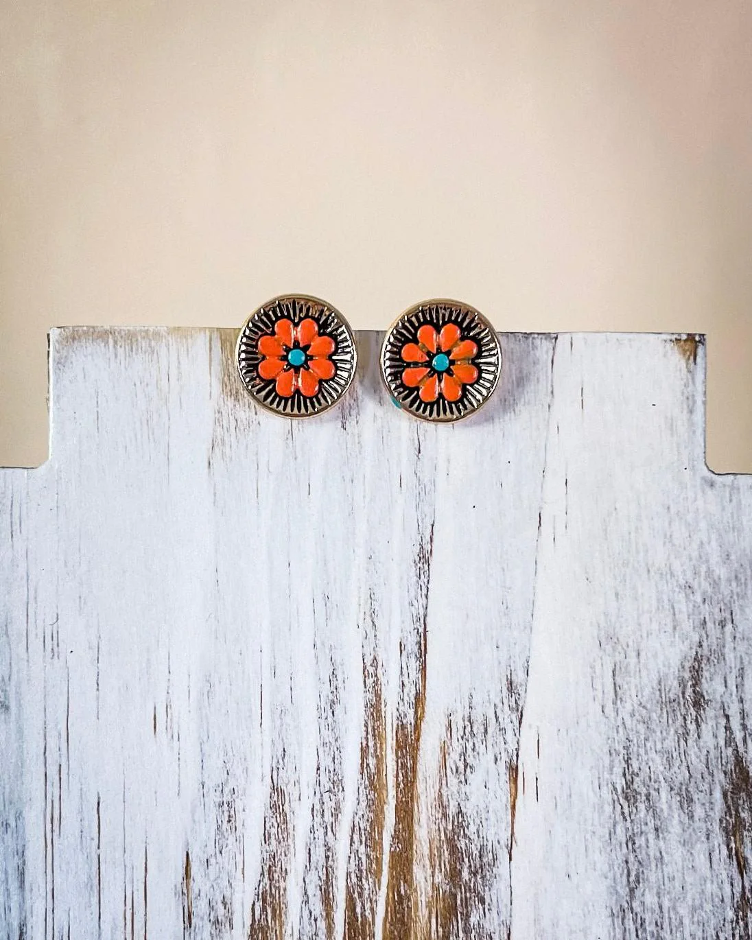 Flourish Flower Stud Fashion Earrings - Copper - Image 3