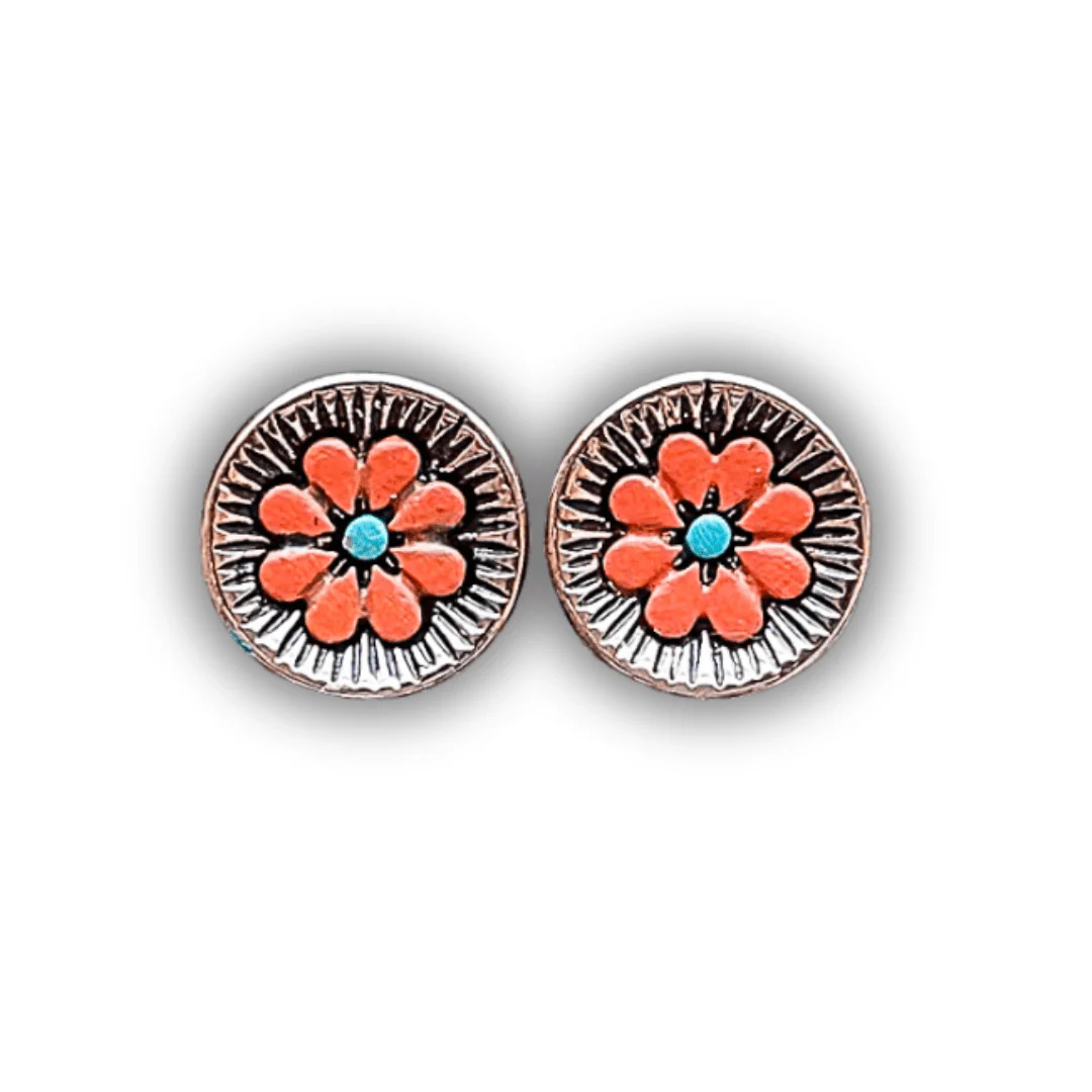 Flourish Flower Stud Fashion Earrings - Copper - Image 6