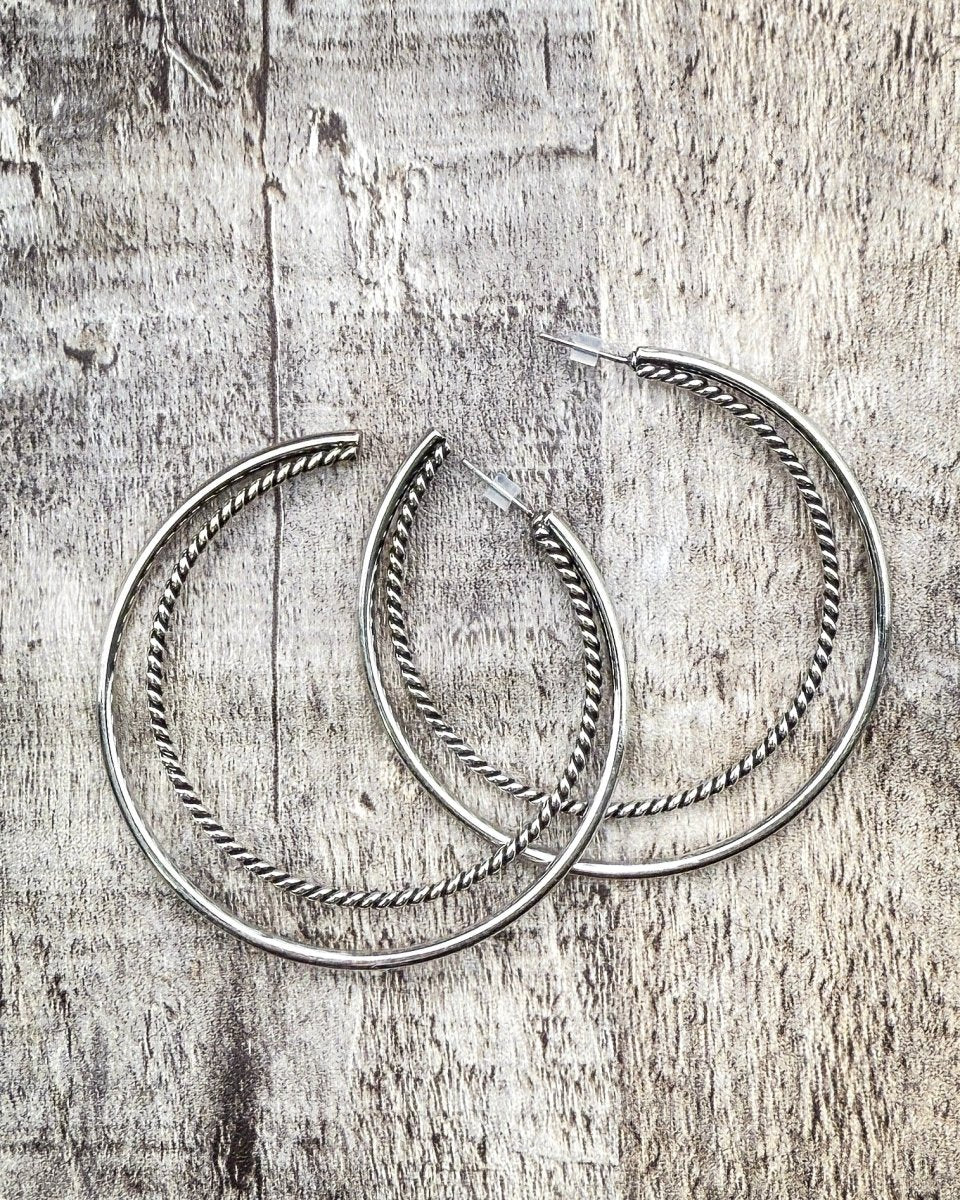 Frostline 18K White Gold Plated Double Hoop Earrings - Image 5