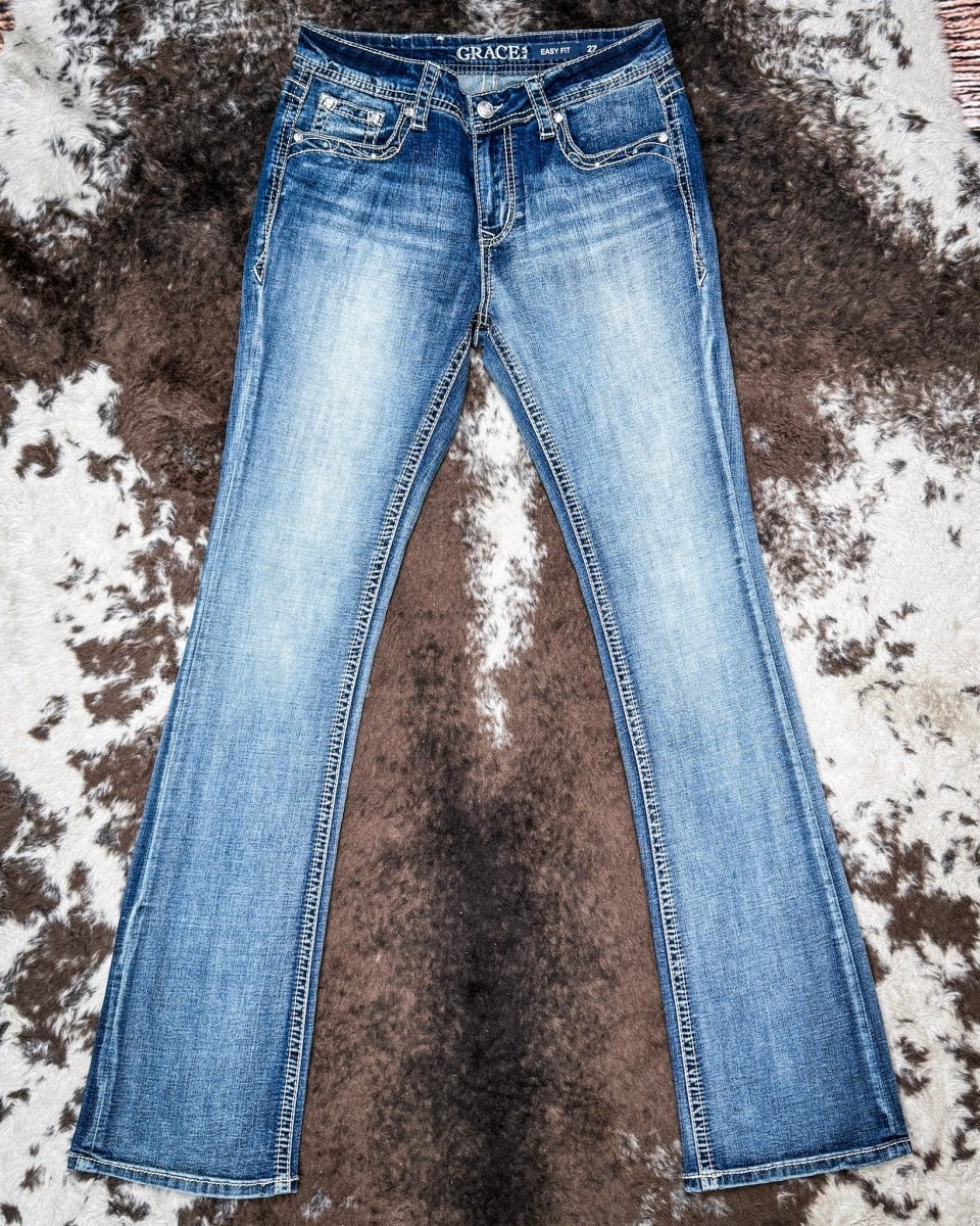 Wild Hide Women's Easy Fit Boot Cut Jeans by Grace in LA - Image 3