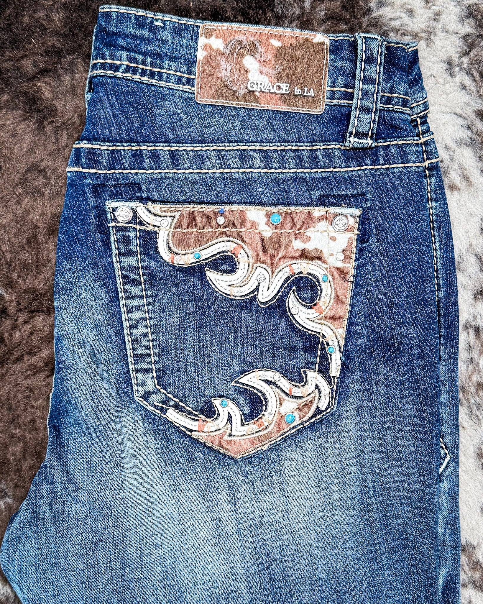 Wild Hide Women's Easy Fit Boot Cut Jeans by Grace in LA - Image 5