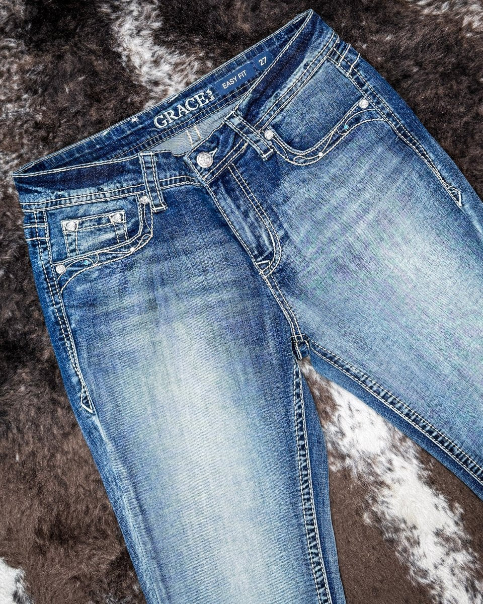 Wild Hide Women's Easy Fit Boot Cut Jeans by Grace in LA - Image 6