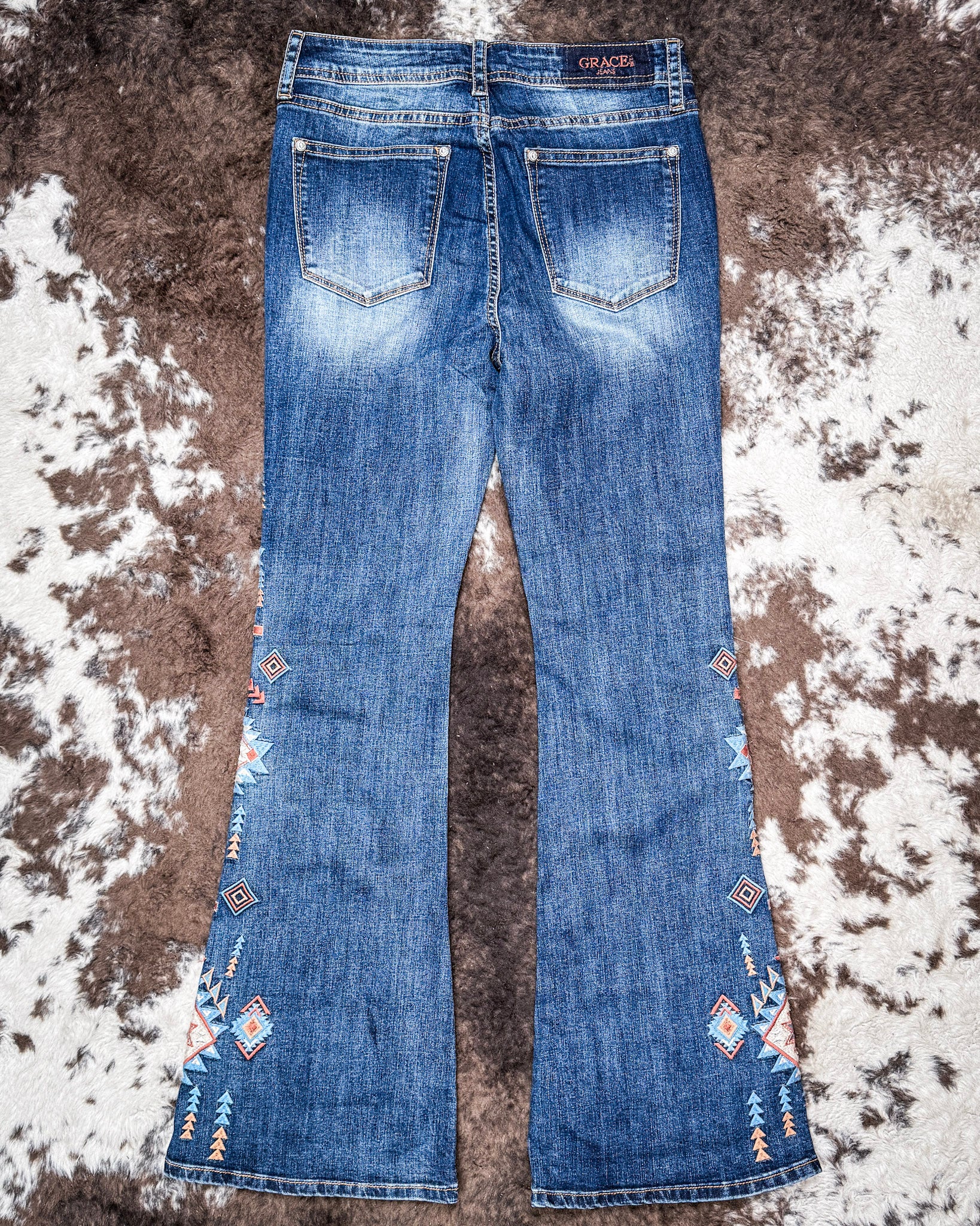 Sierra Mosaic Women's Easy Fit Flare Jeans by Grace in LA - Image 4