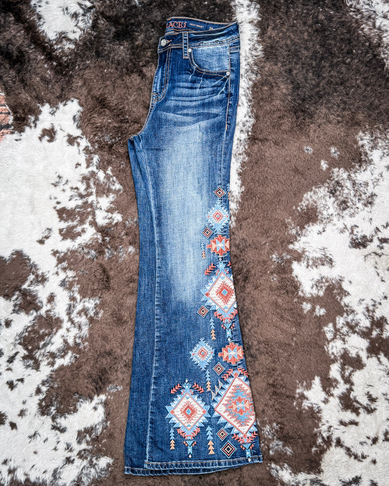 Sierra Mosaic Women's Easy Fit Flare Jeans by Grace in LA - Image 5