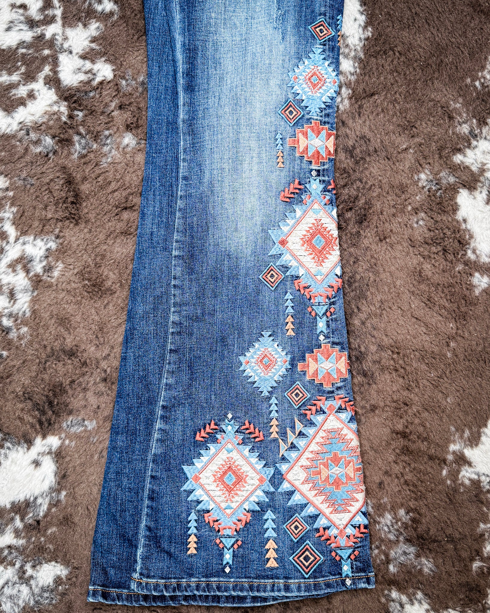 Sierra Mosaic Women's Easy Fit Flare Jeans by Grace in LA - Image 6