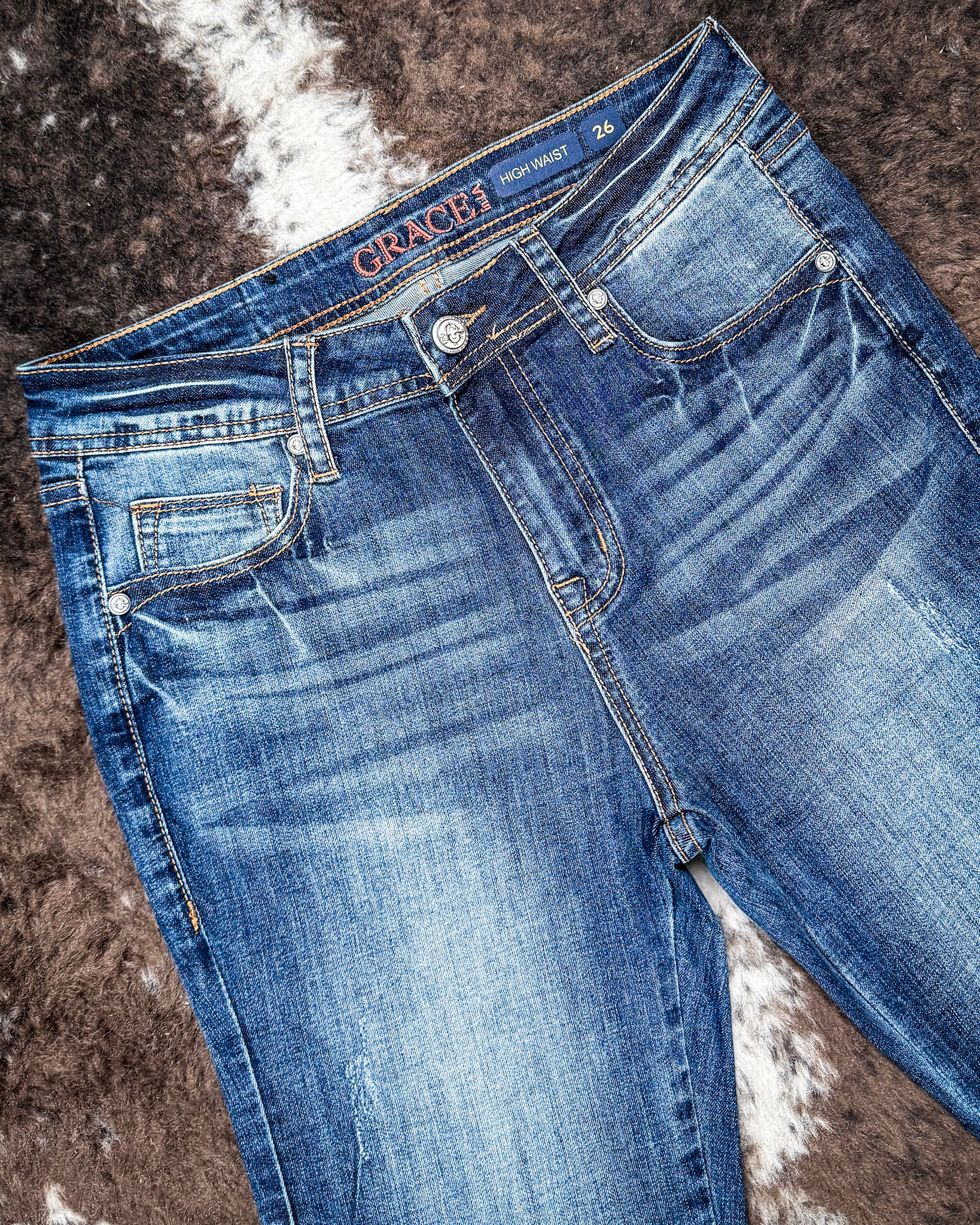 Sierra Mosaic Women's Easy Fit Flare Jeans by Grace in LA - Image 7