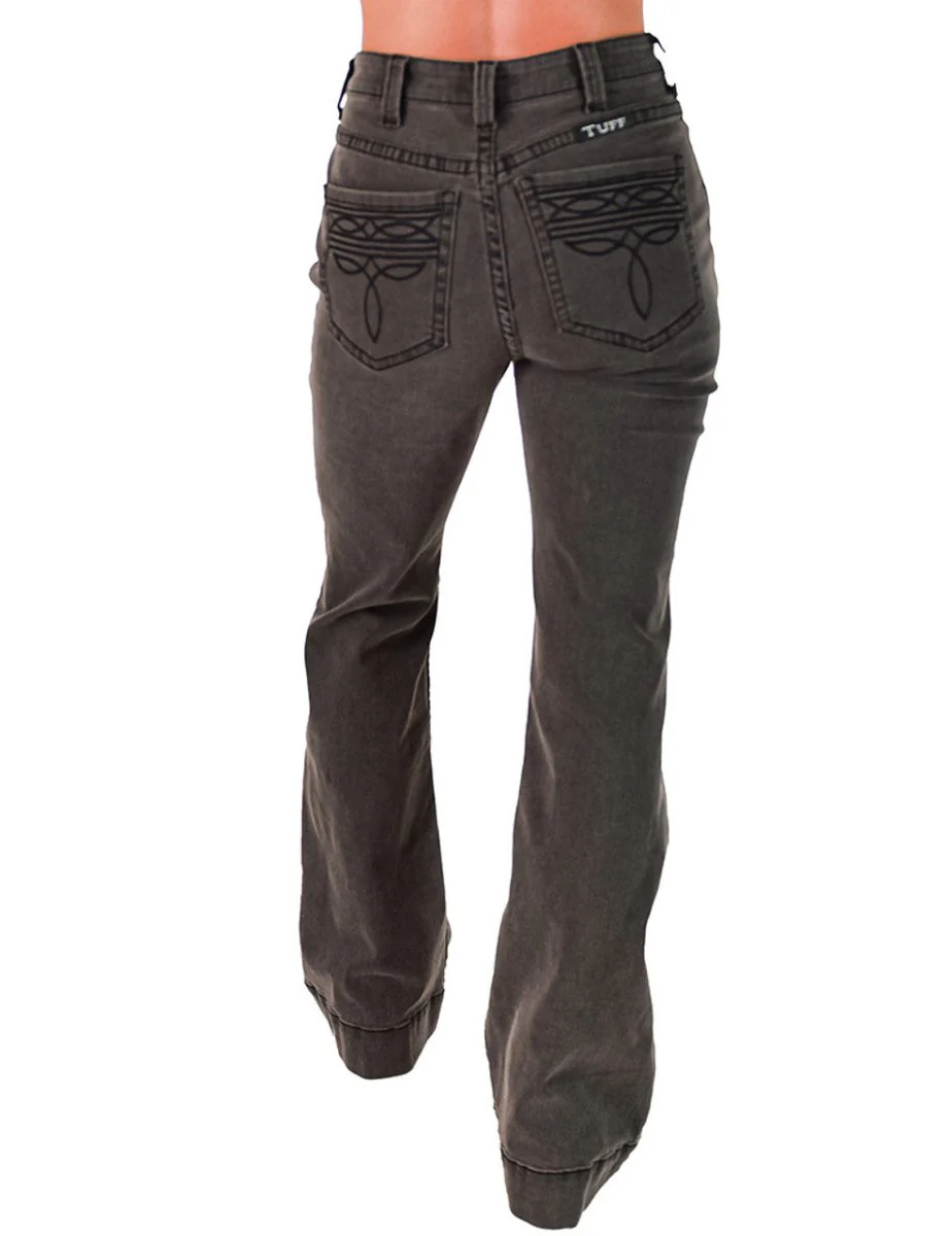 Gray Bootstitch High-Waisted Trouser Jeans by Cowgirl Tuff - Image 12