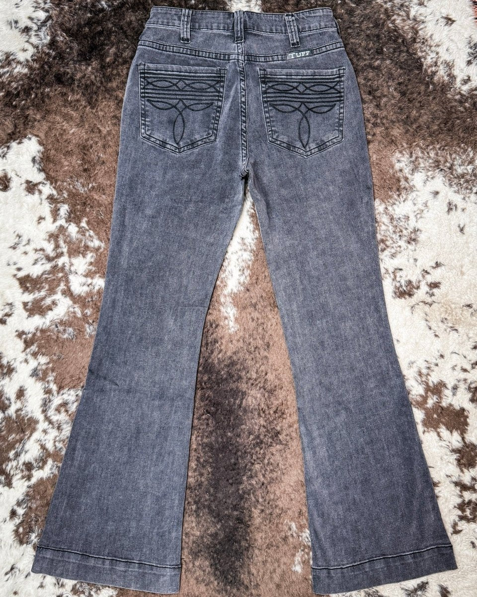 Gray Bootstitch High-Waisted Trouser Jeans by Cowgirl Tuff - Image 3