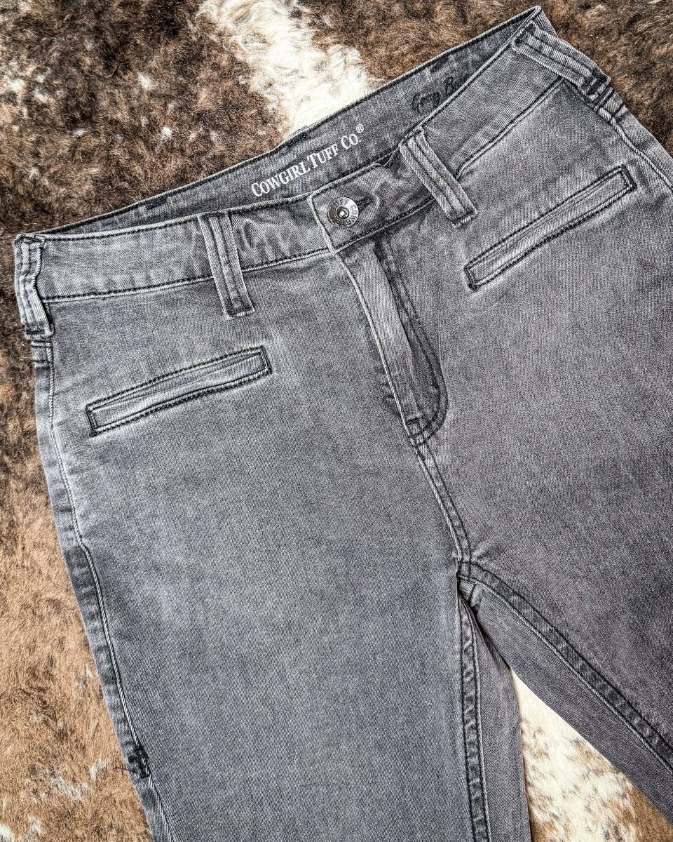 Gray Bootstitch High-Waisted Trouser Jeans by Cowgirl Tuff - Image 4